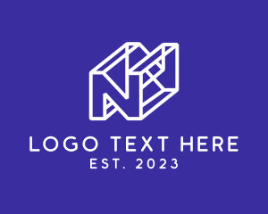 Wireframe - 3D Letter N logo design