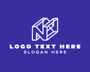 Combined - 3D Letter N logo design