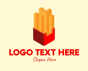 Food Stand - Isometric French Fries logo design