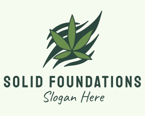 Green Cannabis Marijuana Leaf  Logo