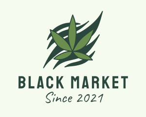 Illegal - Green Cannabis Marijuana Leaf logo design