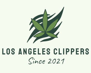 Green Cannabis Marijuana Leaf  logo design