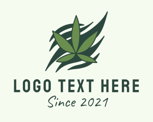 Green - Green Cannabis Marijuana Leaf logo design