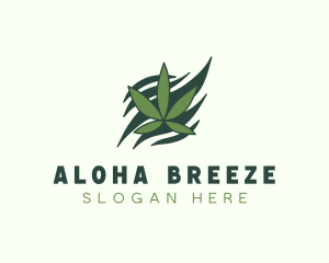 Green Cannabis Marijuana Leaf  logo design