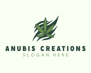 Green Cannabis Marijuana Leaf  logo design