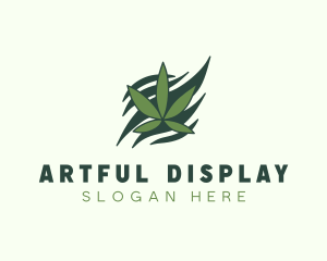 Green Cannabis Marijuana Leaf  logo design