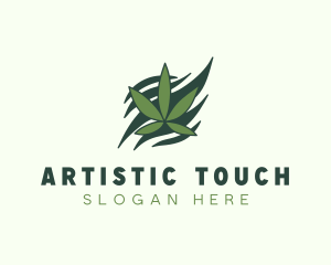 Green Cannabis Marijuana Leaf  logo design