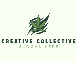 Green Cannabis Marijuana Leaf  logo design