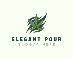 Green Cannabis Marijuana Leaf  logo design