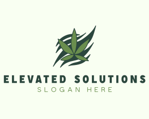 Green Cannabis Marijuana Leaf  logo design