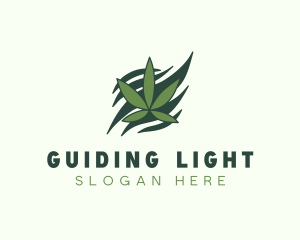 Green Cannabis Marijuana Leaf  logo design