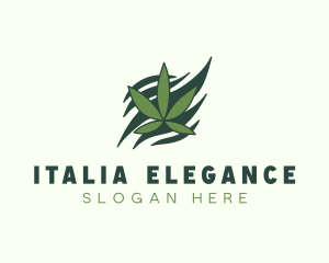 Green Cannabis Marijuana Leaf  logo design