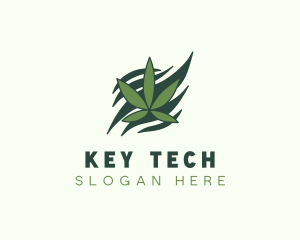 Green Cannabis Marijuana Leaf  logo design