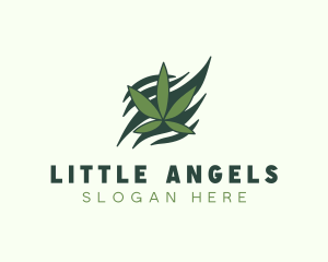 Green Cannabis Marijuana Leaf  logo design