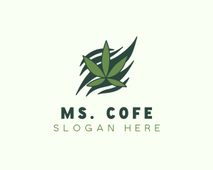 Green Cannabis Marijuana Leaf  logo design