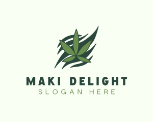 Green Cannabis Marijuana Leaf  logo design