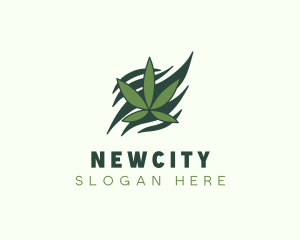 Green Cannabis Marijuana Leaf  logo design