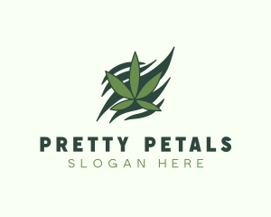 Green Cannabis Marijuana Leaf  logo design