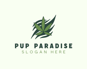 Green Cannabis Marijuana Leaf  logo design