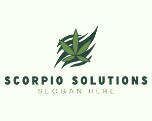 Green Cannabis Marijuana Leaf  logo design