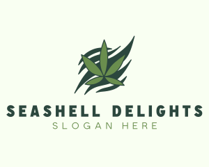 Green Cannabis Marijuana Leaf  logo design