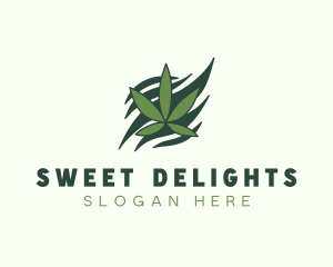 Green Cannabis Marijuana Leaf  logo design