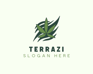 Green Cannabis Marijuana Leaf  logo design