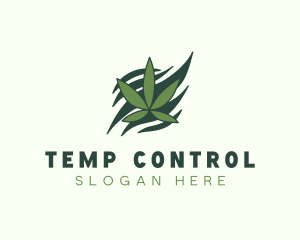 Green Cannabis Marijuana Leaf  logo design