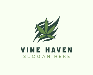 Green Cannabis Marijuana Leaf  logo design