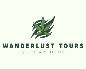 Green Cannabis Marijuana Leaf  logo design