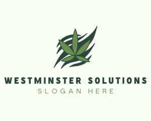 Green Cannabis Marijuana Leaf  logo design