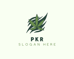 Green Cannabis Marijuana Leaf  logo design