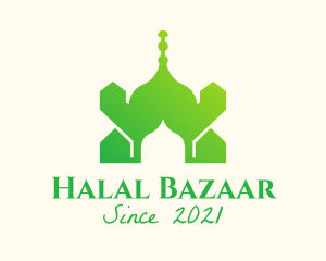 Green Arabian Mosque  logo design