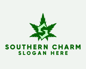 Cannabis Leaf Letter S logo design