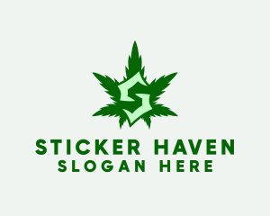 Cannabis Leaf Letter S logo design