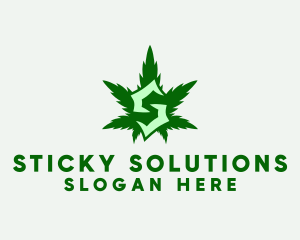 Cannabis Leaf Letter S logo design