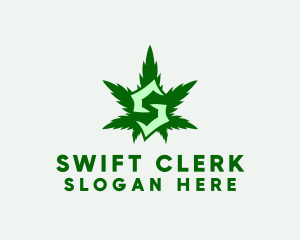 Cannabis Leaf Letter S logo design