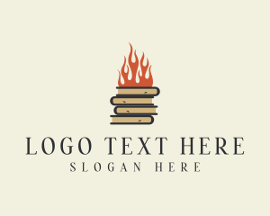 Learning - Library Book Fire logo design