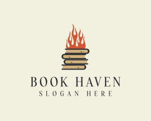 Library - Library Book Fire logo design