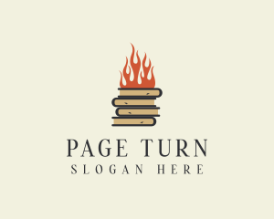 Book - Library Book Fire logo design