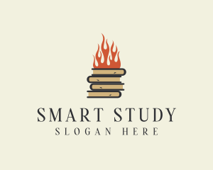 Study - Library Book Fire logo design