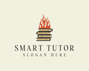 Tutor - Library Book Fire logo design