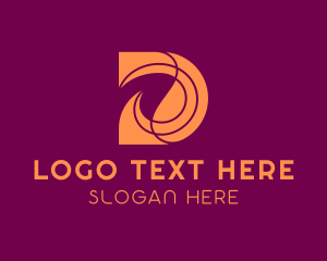 Digital Media - Swirly Orange Letter D logo design