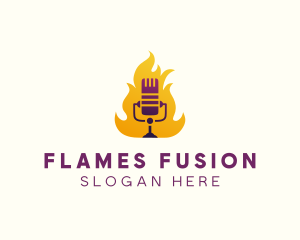 Flaming Podcast Studio logo design