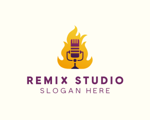 Flaming Podcast Studio logo design