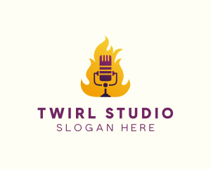 Flaming Podcast Studio logo design