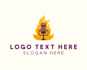 Podcast - Flaming Podcast Studio logo design
