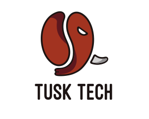 Tusk - African Elephant Coffee Bean logo design