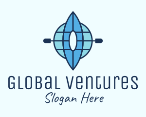 World - Globe Kayak Canoe logo design