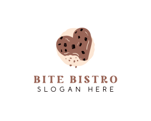 Bite - Chocolate Chip Heart Cookie logo design